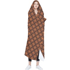 Halloween Palette Plaids Orange, Black Geometric  Wearable Blanket by ConteMonfrey