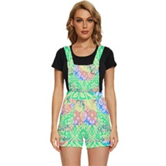 Hippie Fabric Background Tie Dye Short Overalls by Ravend