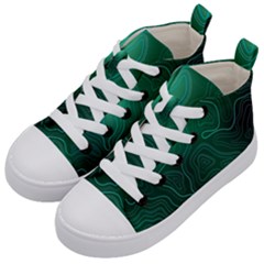 Green Line Shape Stripe Corolla Kids  Mid-top Canvas Sneakers