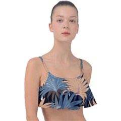 Leaves Background Digital Paper Frill Bikini Top by Ravend