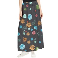 Floral Flower Leaves Background Floral Maxi Chiffon Skirt
