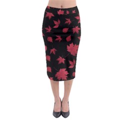 Red Autumn Leaves Autumn Forest Midi Pencil Skirt by Ravend