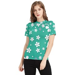 Pattern Background Daisy Flower Floral Women s Short Sleeve Rash Guard