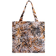 Tiger Pattern Background Zipper Grocery Tote Bag by danenraven