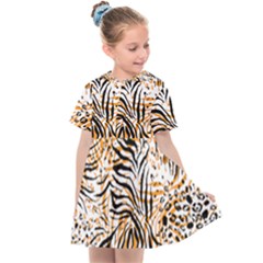 Tiger Pattern Background Kids  Sailor Dress by danenraven