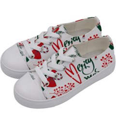 Merry Xmas Seamless Christmas Pattern Kids  Low Top Canvas Sneakers by danenraven