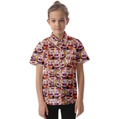 Funny Monsters Teens Collage Kids  Short Sleeve Shirt by dflcprintsclothing