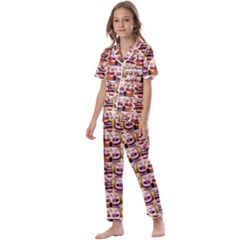 Funny Monsters Teens Collage Kids  Satin Short Sleeve Pajamas Set by dflcprintsclothing