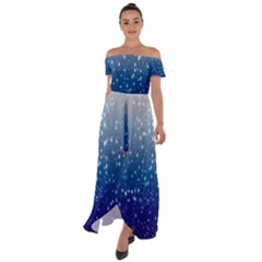Stars-4 Off Shoulder Open Front Chiffon Dress by nateshop