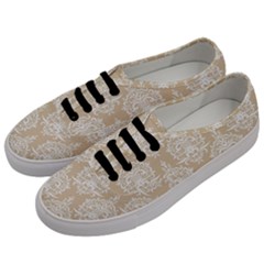 Clean Brown And White Ornament Damask Vintage Men s Classic Low Top Sneakers by ConteMonfrey