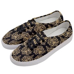 Black And Cream Ornament Damask Vintage Women s Classic Low Top Sneakers by ConteMonfrey