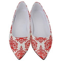 White And Red Ornament Damask Vintage Women s Low Heels by ConteMonfrey