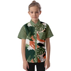 Tropical Polka Plants 2 Kids  Short Sleeve Shirt by flowerland