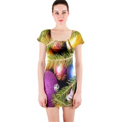 Background Of Christmas Decoration Short Sleeve Bodycon Dress by artworkshop