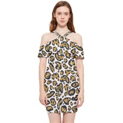 Cheetah Shoulder Frill Bodycon Summer Dress by nateshop