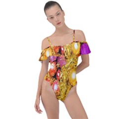 Christmas Decoration Ball 2 Frill Detail One Piece Swimsuit by artworkshop
