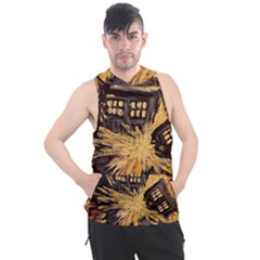 Brown And Black Abstract Painting Doctor Who Tardis Vincent Van Gogh Men s Sleeveless Hoodie by danenraven