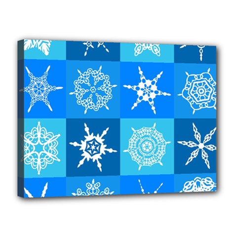 Xmas Christmas Pattern Snow Background Blue Decoration Canvas 16  X 12  (stretched) by danenraven
