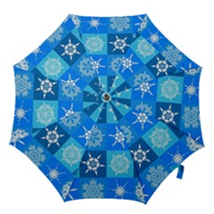 Xmas Christmas Pattern Snow Background Blue Decoration Hook Handle Umbrellas (medium) by danenraven