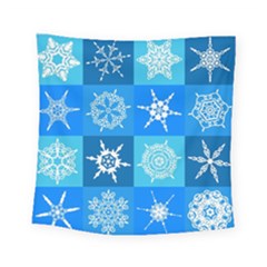 Xmas Christmas Pattern Snow Background Blue Decoration Square Tapestry (small) by danenraven