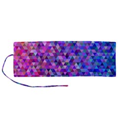 Abstract Triangle Tile Mosaic Pattern Roll Up Canvas Pencil Holder (m)