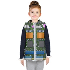 Illustration Motherboard Pc Computer Kids  Hooded Puffer Vest by danenraven