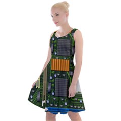 Illustration Motherboard Pc Computer Knee Length Skater Dress by danenraven