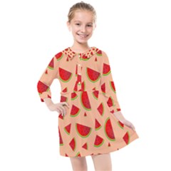 Fruit-water Melon Kids  Quarter Sleeve Shirt Dress by nateshop