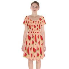 Fruit-water Melon Short Sleeve Bardot Dress by nateshop