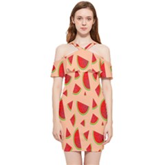 Fruit-water Melon Shoulder Frill Bodycon Summer Dress by nateshop