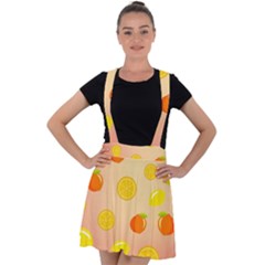 Fruits-gradient,orange Velvet Suspender Skater Skirt by nateshop
