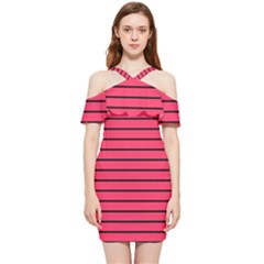 Colors,lines Shoulder Frill Bodycon Summer Dress by nateshop