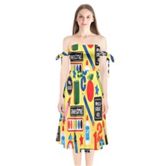 Fabric 1 Shoulder Tie Bardot Midi Dress by nateshop