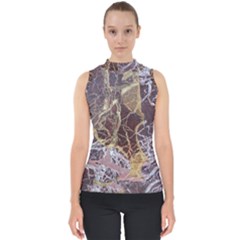 Marble Pattern Texture Rock Stone Surface Tile Mock Neck Shell Top