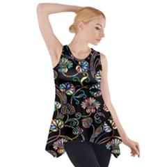 Floral Side Drop Tank Tunic by nateshop