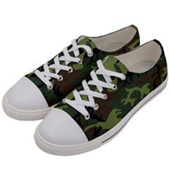 Green Brown Camouflage Men s Low Top Canvas Sneakers by nateshop