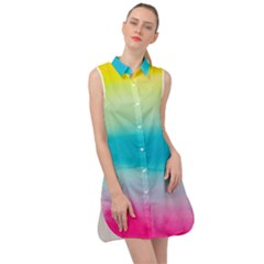 Watercolor Sleeveless Shirt Dress by nateshop