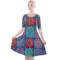 Mandala Art Quarter Sleeve A-line Dress by nateshop