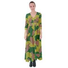 Pattern-camaouflage Button Up Maxi Dress
