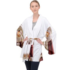 Christmas Figures Long Sleeve Velvet Kimono  by artworkshop