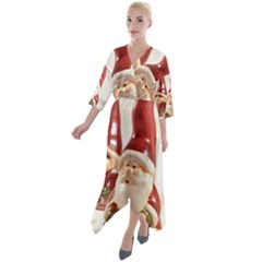 Christmas Figures4 Quarter Sleeve Wrap Front Maxi Dress by artworkshop