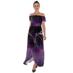 Outdoor Christmas Lights Tunnel Off Shoulder Open Front Chiffon Dress by artworkshop