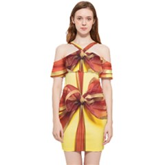 Ribbon Bow Shoulder Frill Bodycon Summer Dress by artworkshop