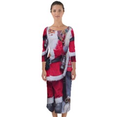 Santa On Christmas 1 Quarter Sleeve Midi Bodycon Dress by artworkshop