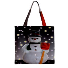 Snowman Zipper Grocery Tote Bag by artworkshop