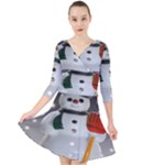 Snowman Quarter Sleeve Front Wrap Dress