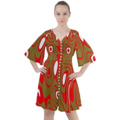 Red-dark Boho Button Up Dress by nateshop