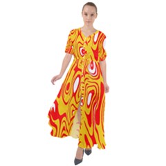 Red-yellow Waist Tie Boho Maxi Dress by nateshop