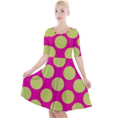 Seamless, Polkadot Quarter Sleeve A-line Dress by nateshop