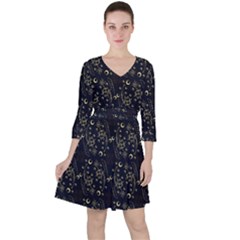 Seamless-pattern 1 Quarter Sleeve Ruffle Waist Dress by nateshop